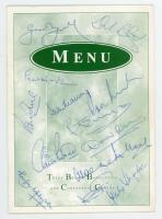 Trent Bridge '50th Test Luncheon' 2003. Official menu for the luncheon held at Trent Bridge, 17th August 2003. Signed to the front cover and inside menu pages by thirty attendees. Signatures include Geoff Boycott, Frank Hayes, Reg Simpson, Chris Broad, Ge