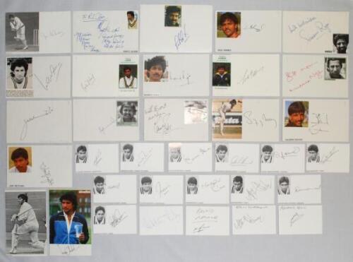Pakistan Test and first-class cricketers 1950s-2000s. A good selection of forty plain white cards, postcards, cutting images laid down etc. Signatures include Khan Mohammad, Intikhab Alam, Majid Khan, Moin Khan, Wasim Askram, Omar Rashid, Naved Anjum, Nae