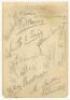 Nottinghamshire and Warwickshire 1946. Album page signed in pencil (one in ink) by sixteen players of the two teams, presumed to be for a Second XI match. Includes some rarer signatures of first-class cricketers including E.A. Marshall (4 matches, 1937-19