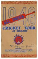 'All India Cricket Tour of England 1946'. Official souvenir brochure for the Indian tour of England. Edited by A.W. Simpson. Pictorial covers. Signed in ink and pencil to inside pen pictures in ink by thirteen members of the Indian tourists. Signatures ar