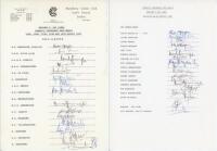 Sri Lanka tour to England 1988. Two official autograph sheets of the Sri Lanka touring parties for the Lord's Test, 2th-30th August 1988. One is fully signed by all eighteen members of the touring party, the other lacking one signature of Madurasinghe. Pl