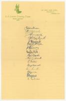 South Africa tour to England 1955. Autograph sheet of the 1955 South Africa touring party on official headed ruled paper. Fully signed in ink by all sixteen playing members including Cheetham (Captain), McGlew, Waite, Duckworth, Tayfield, McLean, Murray, 