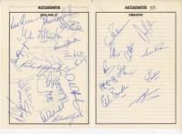 England 'A' and Zimbabwe 1990. Two unofficial autograph sheets with printed titles and borders apparently relating to the England 'A' tour to Zimbabwe 1989/90. The England 'A' sheet with seventeen signatures including Nicholas (Captain), Iggleseden, Thorp