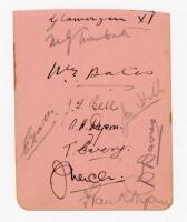 Glamorgan C.C.C. c. 1930. Small album page signed in ink and pencil by ten Glamorgan players. Signatures are Turnbull, Bates, Bell, Dyson, Every, Mercer, Ryan, D. Davies and E. Davies. VG - cricket