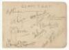 Glamorgan C.C.C. 1936. Album nicely signed in pencil by twelve members of the 1936 Glamorgan team. Signatures are Turnbull (Captain), Dyson, Bill Davies, Smart, Duckfield, Mercer, Brierley, Emrys Davies, Lavis, Haydn Davies, and the rarer G.N.T.W. Samuel 