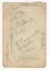 Derbyshire C.C.C. c.1926. Album signed in pencil by eleven members of the Derbyshire team. Signatures are Storer, Loney, H. Elliott, L.F. Townsend, Lee, Worthington, Slater, Bowden, Shardlow etc. G - cricket