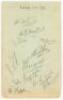 Sussex C.C.C. 1939. Album page signed in pencil by eleven members of the Sussex team. Signatures are Holmes (Captain), Cornford, J.H. Parks, Stainton, H.W. Parks, Cox, James Langridge, John Langridge, Oakes, Hammond, and the rarer A.G. Tuppin (23 matches,
