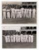Scarborough Cricket Festival 1933 and 1934. Two mono real photograph postcards of teams standing in one row wearing cricket attire in front of the pavilion at Scarborough. One postcard depicts the H.D.G.Leveson-Gower XI for the match v M.C.C. Australian T