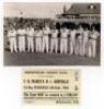 Scarborough Cricket Festival 1953. Australia. Larger format mono real photograph plain back postcard of the Australian team standing in one row wearing cricket attire, the pavilion in the background for the match v T.N. Pearce's XI, 9th- 11th September 19