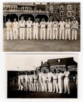 Scarborough Cricket Festival 1954. Pakistan. Two mono real photograph plain back postcards, one slightly smaller format of the Pakistan team (v T.N. Pearce's XI, 8th- 10th September 1954), the other the Gentlemen (v Players, 4th- 7th September 1954). Both