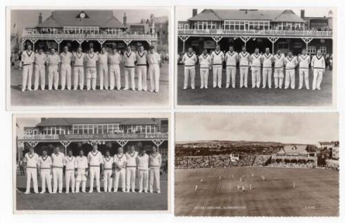 Scarborough Cricket Festival 1950s and 1960s. Three mono real photograph plain back postcards of teams standing in one row wearing cricket attire with the pavilion in the background. Teams include Yorkshire late 1950s, Yorkshire (v M.C.C.) 31st August- 3r