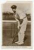 'Australian Test Team - W.H. Ponsford' 1930. Mono real photograph postcard of Bill Ponsford of the Australian team to England, in batting pose. Signed in later years to the photograph by Ponsford. Title and player's name printed to lower border. Small los