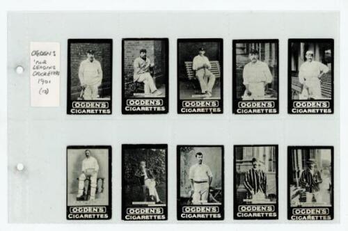 Ogden's Tab Cigarettes. 'Our Leading Cricketers' 1901. Full set of twelve cards. Players are Abel, Briggs, Gunn, J.T. Hearne, Ranjitsinhji, W.W. Read, Shrewsbury, A.E. Trott, A.G. Steel, A.E. Stoddart, Albert Ward and Capt. E.G. Wynyard. Very light wear t