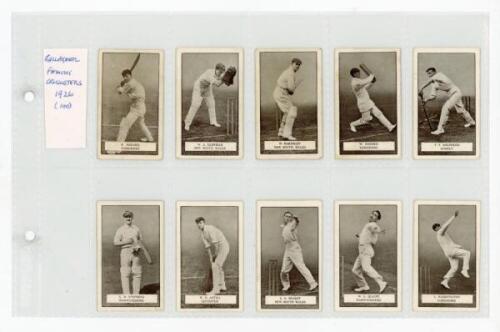 Cigarette cards 1920s. Four complete sets including Gallaher, London 'Famous Cricketers' 1926, full set of 100 cigarette cards. John Player & Sons, 'Cricketers Caricatures by "RIP"' 1926, full set of fifty cards. Ogden's 'Cricket' 1926, full set of fifty 