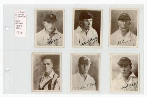 United Tobacco Companies South Africa. 'The South African Cricket Touring Team British Isles 1929'. Fifteen large format cigarette cards from the set of seventeen of the version with facsimile signatures to fronts. Cards are Bell, Cameron, Catterall, Chri