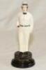 William Clarke. China figure of Clarke in cricket attire. To base 'William Clarke. Founder of Trent Bridge 28th May 1838'. 6.5" tall. G - cricket