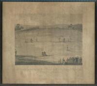 'The Eleven of England that beat Thirty Three of Norfolk in one innings & thirteen runs. July 17th 1797 & two following days'. Original engraving showing the match in progress. G. Shepheard and J. Dadley '. The engraving framed and glazed. Overall measure