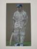 Maurice Leyland, Yorkshire & England. Original large pastel study by artist Ken Taylor, Huddersfield Town, Yorkshire C.C.C & England, of Leyland depicted full length standing at the crease, one hand resting on his bat, wearing a Yorkshire cap. Signed by T