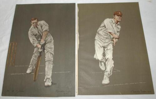Albert Chevallier Tayler original lithographs 1905. Four original unmounted prints of A.O. Jones, W.Lees, E.G. Arnold and C.B. Fry. The Lees with original printed biographical page. Previously sold by Phillips as part of lot 304 in the sale of 22nd May 19