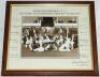 Worcestershire C.C.C. Four modern framed and glazed prints and photographs relating to Worcestershire cricket. Includes a sepia photograph of the Worcestershire team dressed in a variety of blazers, some wearing caps, posed casually as in old cricket team