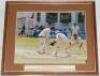 Worcestershire C.C.C. Four modern framed and glazed prints and photographs relating to Worcestershire cricket. Includes a sepia photograph of the Worcestershire team dressed in a variety of blazers, some wearing caps, posed casually as in old cricket team - 2