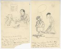 Yorkshire. J.H. Dodgson. 'Yorkshire Evening Post' cartoonist 1900/1920's. Selection of five satirical original pencil cartoons drawn by Dodgson, using his pseudonym 'Kester', and featuring the 'Yorkshire Tyke'. All feature cricket with heavy Yorkshire cri