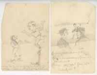 Yorkshire. J.H. Dodgson. 'Yorkshire Evening Post' cartoonist 1900/1920's. Selection of five satirical original pencil cartoons drawn by Dodgson, using his pseudonym 'Kester', and featuring the 'Yorkshire Tyke'. All feature cricket with heavy Yorkshire cri