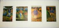 Cricket prints. Selection of prints, one framed. Includes four colour limited edition prints of cricketers in country and garden settings by Gerry Wright. Players are Gilbert Jessop, A.E. Stoddart, both no. 51/250, Arthur Shrewsbury and Bill Lockwood, bo