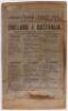 England v Australia 1880. First Test match in England. Early original official silk scorecard for the Test match played at The Oval, 6th- 8th September 1880. Printed by Merser & Sons for W.E. Hughes, "Clayton Arms", Kennington Oval. The scorecard laid to 