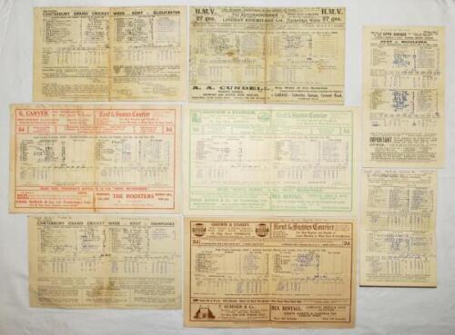 Kent C.C.C. 1934-1939. Alfred Percy 'Tich' Freeman. Kent & England 1914-1936. Seasons 1934 and 1935. Two official scorecards illustrating the extraordinary bowling feats of Freeman in which he took ten wickets or more in a match. Kent v Warwickshire, Tunb