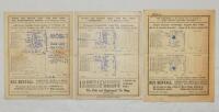 Kent C.C.C. 1941-1942. Three official wartime Kent related scorecards. London Counties XI v F.E. Woolley's XI, Tonbridge, 30th August 1941, London Counties v Linden Park, Tunbridge Wells, 20th September 1941, and C.H. Knott's XI v Capt. B.O. Allen's Army 