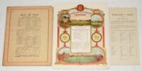 'Lord's Centenary 1814-1914'. Large original commemorative printed scorecard for the Centenary in 1914. The scorecard is headed 'Lord's Cricket Ground Centenary 1814-1914. M.C.C. South African Team v The Rest. June 22nd 1914'. With colour decorative borde