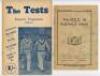 M.C.C. tour to Australia 1946/47. Two souvenir guides for the tour. 'The Tests. Souvenir Programme 1946-47'. Pre-tour brochure printed at the "Mount Barker Courier" office, South Australia for Star Publishing Co., Adelaide. Original pictorial wrappers. Mi