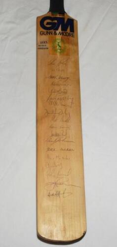 Nottinghamshire C.C.C. '1987 Double Champions'. Gunn & Moore full size cricket bat with hand written title and Nottinghamshire emblem to face, signed by nineteen members of the team who won the County Championship and the NatWest Trophy in 1987. Signature