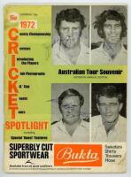'Cricket Spotlight. Australian Tour Souvenir' 1972. Published by R.H. Baker, Leicester. Fully signed by all seventeen members of the Australia touring party including to the front cover by I. Chappell, Lillee, Stackpole and Mallett, and to the inside pen 