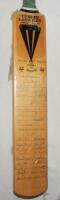 Worcestershire v Australians 1993. Duncan Fearnley full size cricket bat with 'Wesso Dolly 93-2' label for the Martin Weston and Damian D'Oliveira benefit year to face. Signed to the face by sixteen members of the Australian touring party and nineteen mem