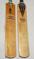 West Indies tours to England 1995 and 2000. Full size bat with Neal Radford benefit year label to face, fully signed to the face by the twenty original members of the 1995 West Indies touring party with printed title and players names. Signatures include 