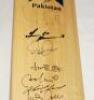 Cricket World Cup 1999. Pakistan. Full size Gunn & Moore official 'Autographing' bat signed by fourteen members of the Pakistan squad. Signatures include Wasim Akram, Moin Khan (signed with thicker pen), Saeed Anwar, Ijaz Ahmed, Mushtaq Ahmed, Inzamam-ul - 2