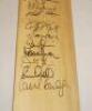 Cricket World Cup 1999. New Zealand. Full size Gunn & Moore official 'Autographing' bat signed by fifteen members of the New Zealand squad, some in thicker pen. Signatures include Fleming, Astle, Cairns, Parore, Horne, Allott, Hart, Nash, Doull etc. VG - - 3