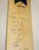 Cricket World Cup 1999. Kenya. Full size Gunn & Moore official 'Autographing' bat signed by sixteen members of the Kenya squad. Signatures include Karim, Odumbe, Chudasama, Modi, Tikolo, Shah, Suji, Angara, Odoyo, Gupta etc. VG - cricket - 2