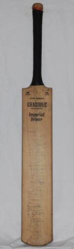 The Ashes. England v Australia 1961. Fourth Test, Old Trafford. Full size Gradidge 'Imperial Driver' cricket bat fully signed in ink to the face by all seventeen members of the Australia touring party and the eleven members of the England team for the fou