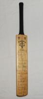'Captains of England'. Gray Nicholls 'Crusader' miniature bat signed to the face by sixteen England Test captains. Fifteen signatures to the bat face of Willis, Hutton, Boycott, Cowdrey, Dexter, Close, Yardley, Illingworth, Brearley, Greig, Sheppard, May,