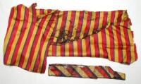 David Denton. Yorkshire & England 1894-1920. An M.C.C. scarf and self tie bow tie previously the property of David Denton. Both in somewhat distressed condition with loss, tears etc. It is believed the vendor, recently deceased, bought the items at a cric