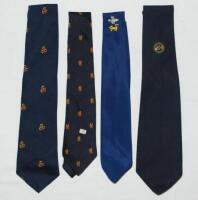 Cyril Frederick Walters. Glamorgan, Worcestershire & England 1923-1935. Four ties issued to and worn by Walters. Ties are for Glamorgan C.C.C., a Navy blue Wales tie, official England v Australia Centenary Test 1980 with Walters' name handwritten in ink t