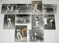 Australia tour to England 1921. Ten mono restrike photographs of match action from the 1921 tour. Photographs include Mailey bowling in the opening tour match v Leicestershire. Four from the fourth Test at Old Trafford featuring Russell (England), Gregory