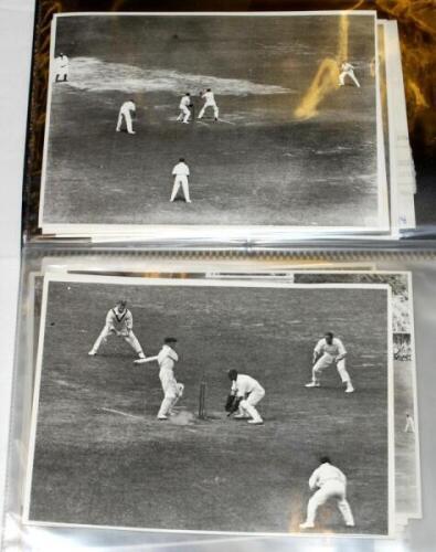 Australian tour to England 1926. Black file comprising a collection of fifty one mono press restrike photographs of match action from 1926 Ashes series. Photographs include seven from the second Test at Lord's, thirteen from the third Test at Headingley, 