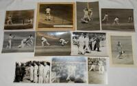 The Ashes. M.C.C. in Australia 1932/33 to 1970/71. A selection of eleven original mono press photographs of action from Ashes series played in Australia. Images include Eddie Paynter batting at Adelaide in the 1932/33 series. From 1936/37, George Tribe pl
