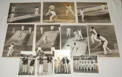 Australia tours to England 1964 and 1968. A good selection of twenty original mono press photographs from the Ashes series of 1964 and 1968. Images depict match action, captains tossing for innings, teams etc. Players featured include Trueman, Dexter, Car