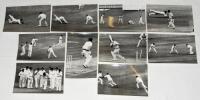 The Ashes. England v Australia 1968. A set of ten original mono postcard size press photographs depicting each of the wickets to fall in Australia's first innings in which they were dismissed for 78. The photographs include a number of catches in the slip