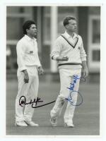 Sachin Tendulkar. Yorkshire C.C.C. 1992. Official mono press photograph of Tendulkar in discussion with his Yorkshire captain, Ashley Metcalfe, about field placings during the Benson and Hedges Cup match v Kent at Headingley, 30th April 1992. Tendulkar wa